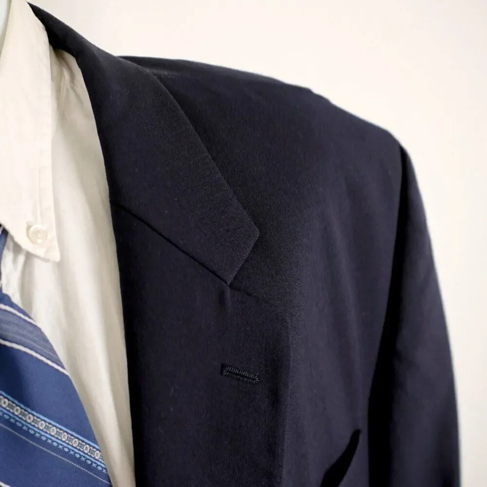 Jospeh & Feiss International Worsted Wool Blue 2 Gold Button Blazer 52R‎ Portly